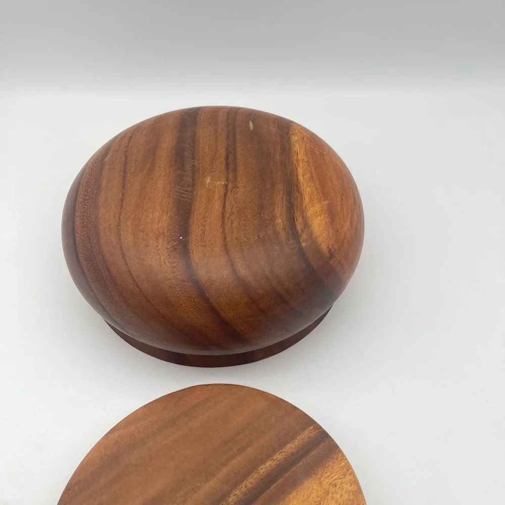 Hardwoods‎ of the Pacific Hand Carved Wood Lidded Bowl Honolulu Hawaii Brown